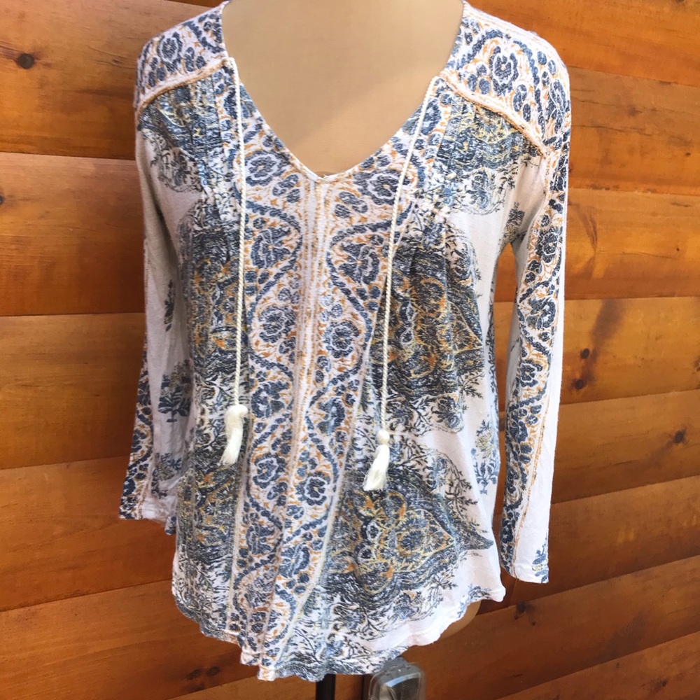 Lucky Brand Tie Front Pullover Top